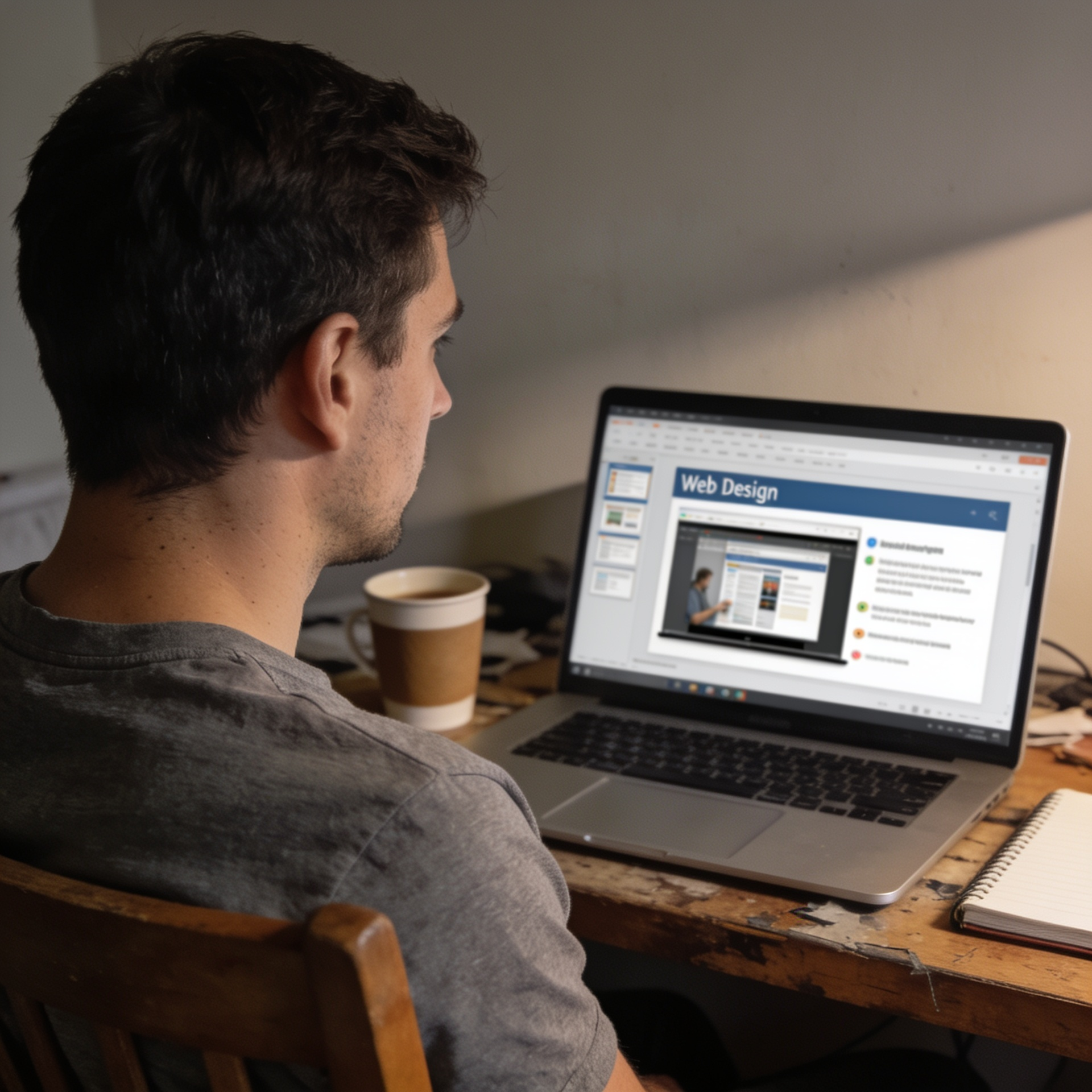 Student using learning dashboard for web design course
